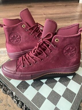 Converse All Star Waterproof Combat Boots Burgundy Leather Lace Up Men's Size 8